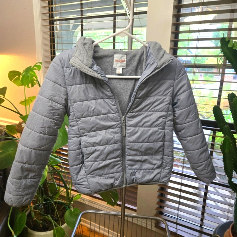 🖤5/$25🐝Unisex Small Gray Puffer Waterproof Fleece Lined Jacket NWOT Cat & Jack